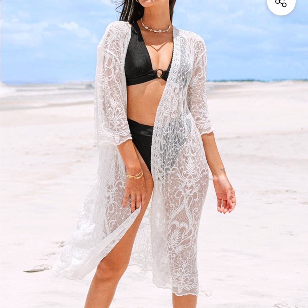 Cupshe White Lace Swim Coverup